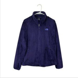 North Face Fleece Jacket Womens Purple/Blue Osito Soft Sherpa Sz Large Full Zip